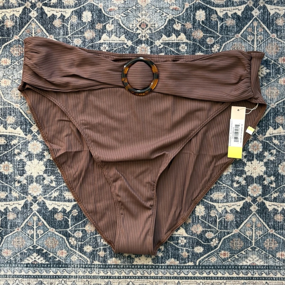 Summersalt Brown Ribbed Bikini Bottom - NEW Size 18